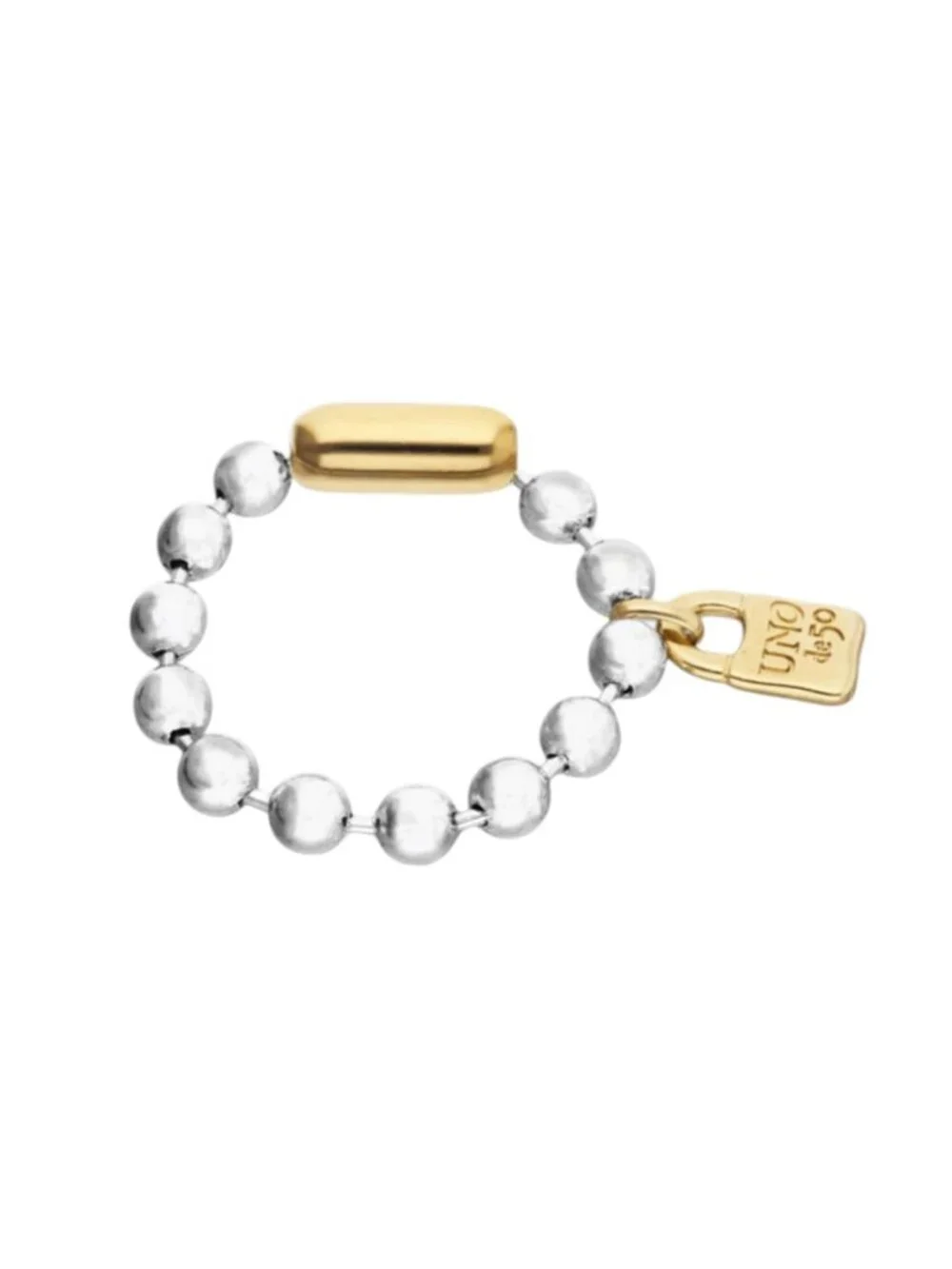 UNO de 50 Silver Beaded Bracelet with Gold Accent and Tag - Picture 3 of 3